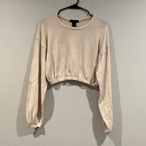 Love Cameron Cream Colored Long Sleeve Cropped Shirt - Size Small